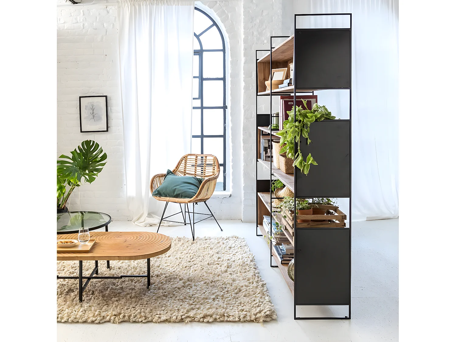 Bibliothèque en bois recyclé 180 cm Blaise