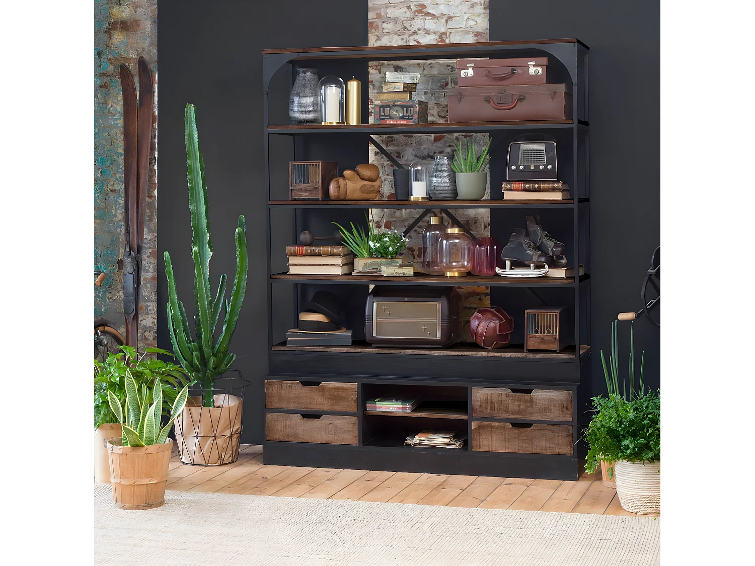 Bibliothèque en bois de manguier Niniss