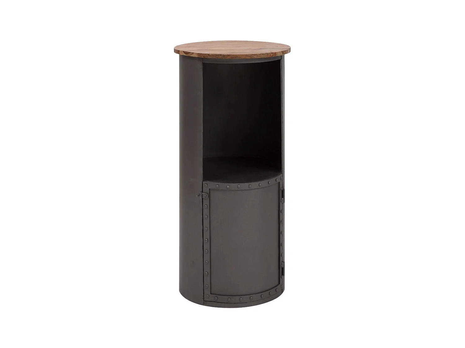 Console ronde en métal gris Locker
