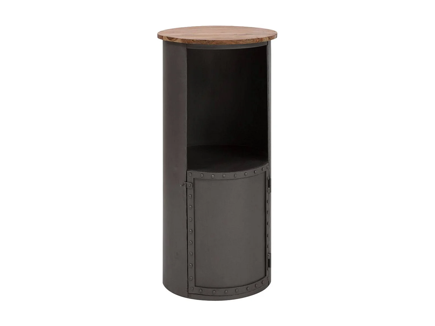 Console ronde en métal gris Locker