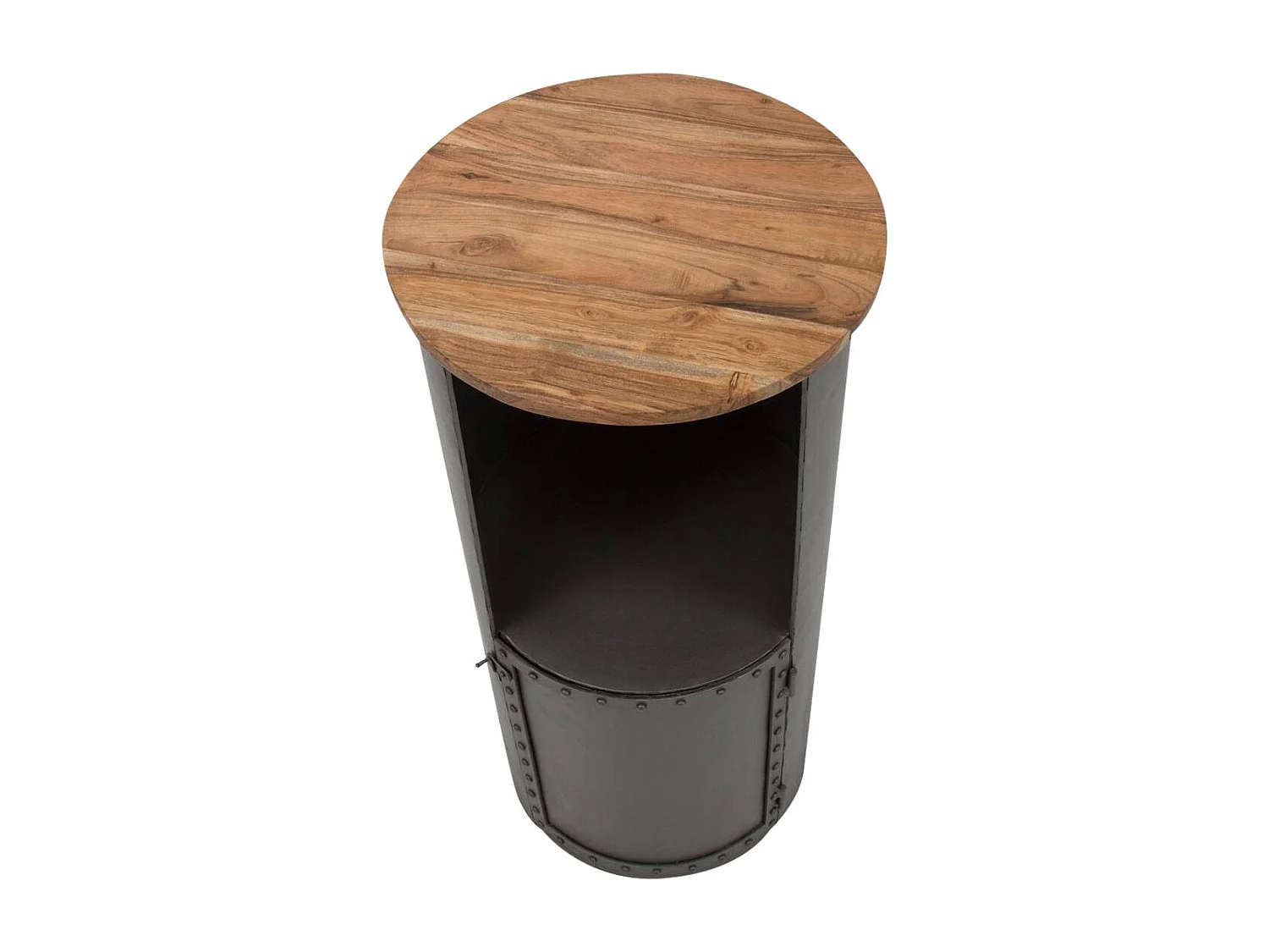 Console ronde en métal gris Locker
