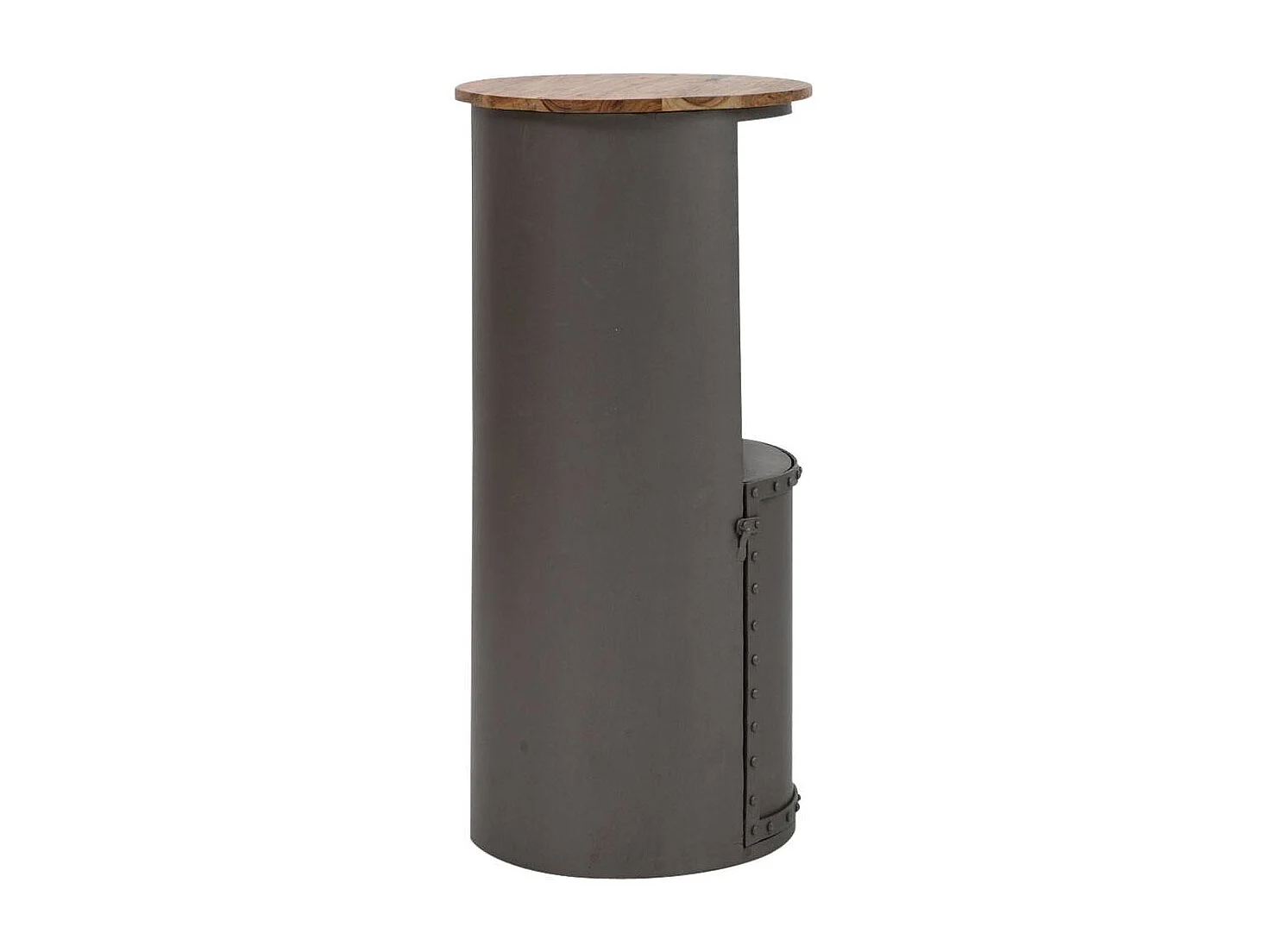 Console ronde en métal gris Locker