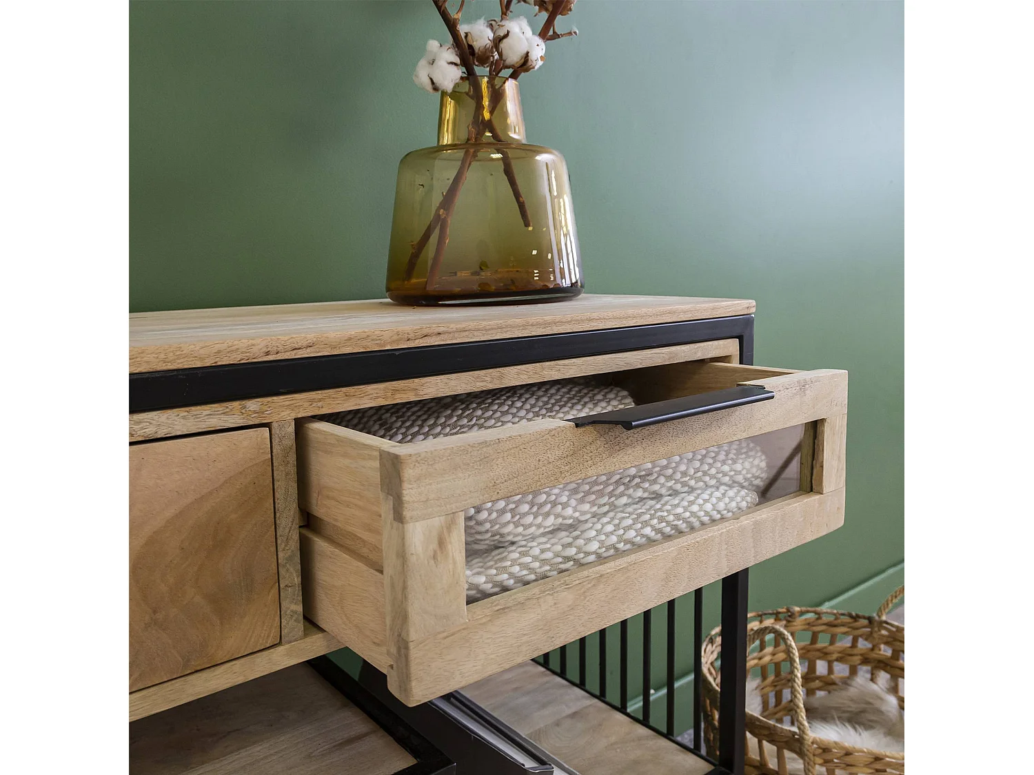 Console en bois de manguier et métal Héloïse