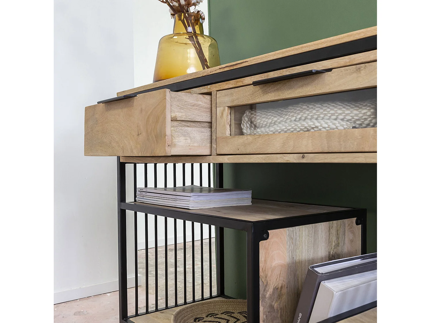 Console en bois de manguier et métal Héloïse