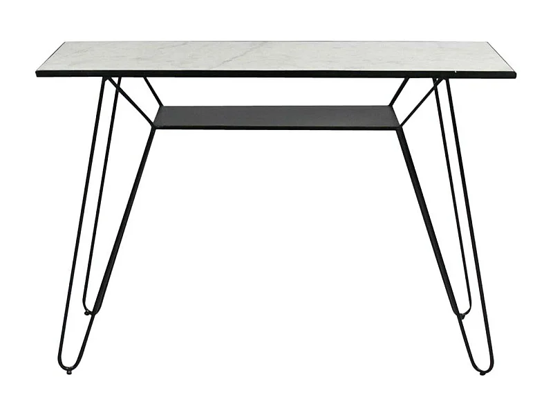 Consola Compass-leg en blanco mármol y metal Marceau