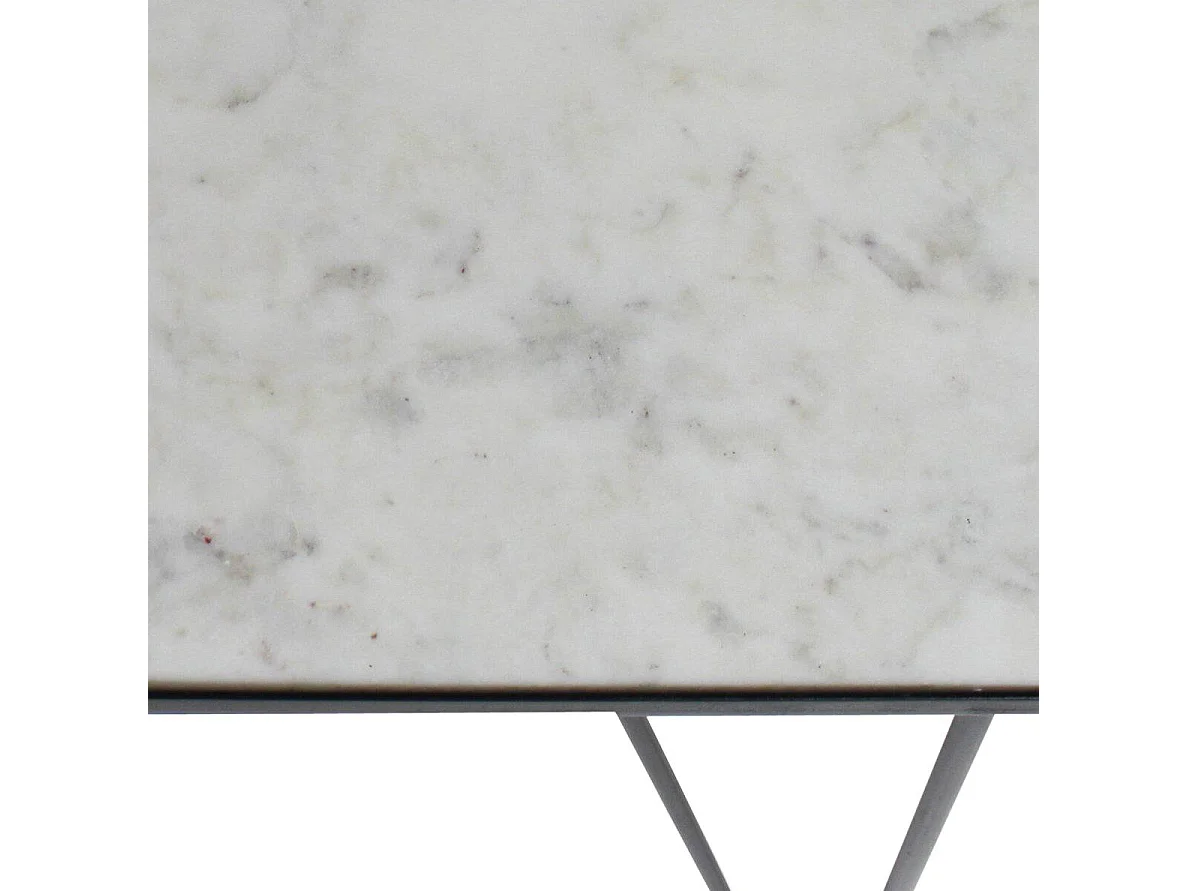 Console pieds compas en marbre blanc et métal Marceau