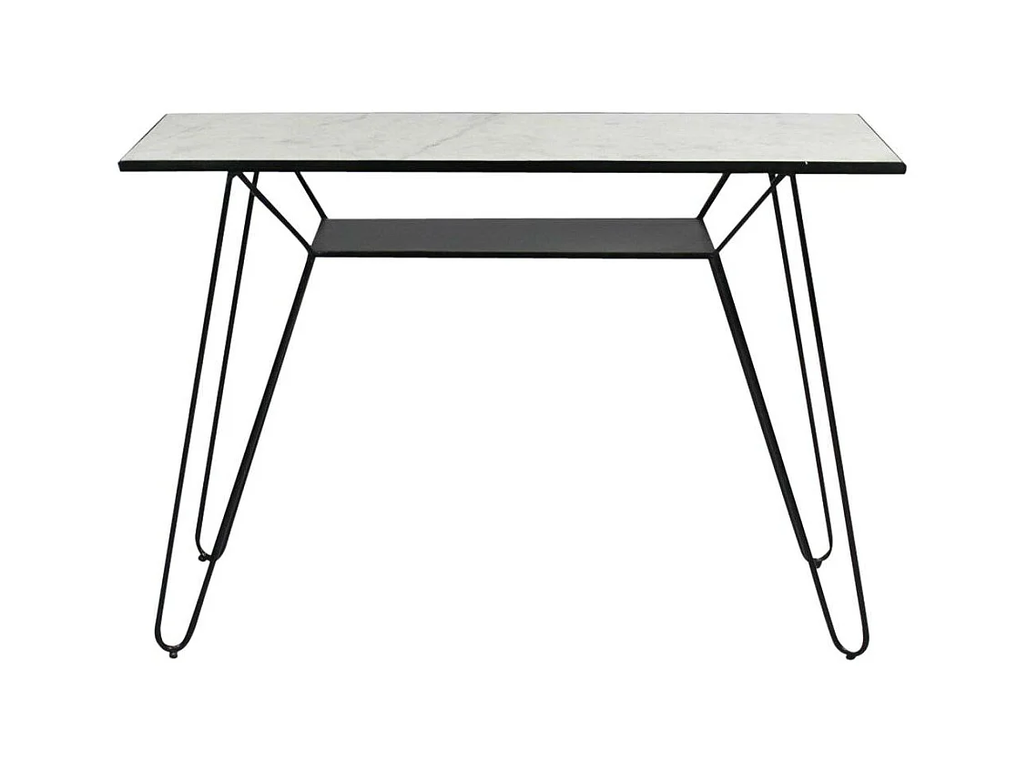 Consola Compass-leg en blanco mármol y metal Marceau