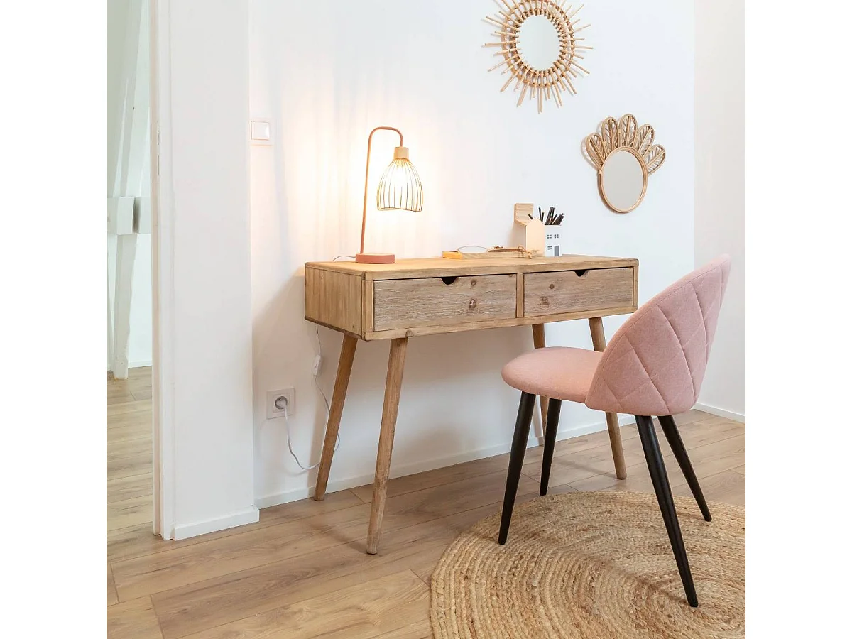 Consola de madera de pino Natural con dos cajones de almacenamiento