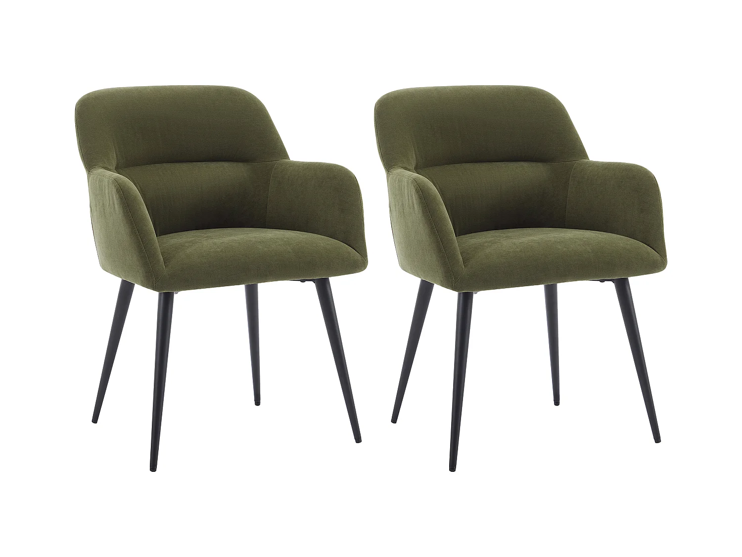 Sett med 2 stoler med armlener i stoff og svart metall - Grønn - HEKA
