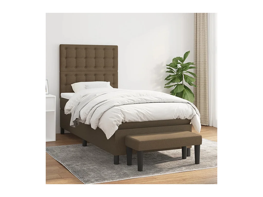 Lit à sommier tapissier avec matelas Marron foncé 80x200 cm