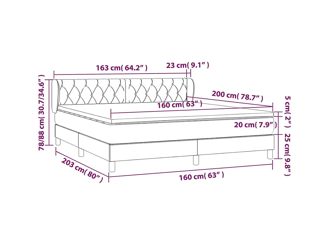 Boxspringbed met matras Blauw 160x200 cm Stof