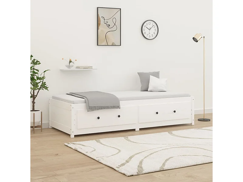 Dormeuse Bianco 90x190 cm Singolo Legno di pino massiccio