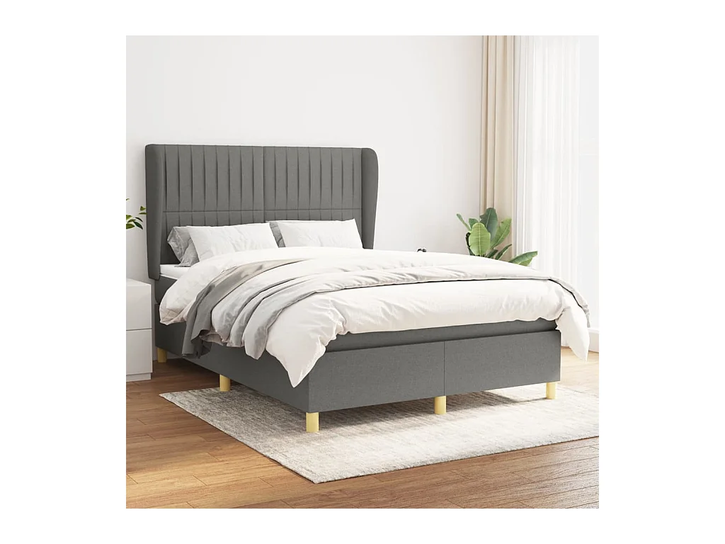 Boxspringbett mit Matratze Dunkelgrau 140x200cm Stoff