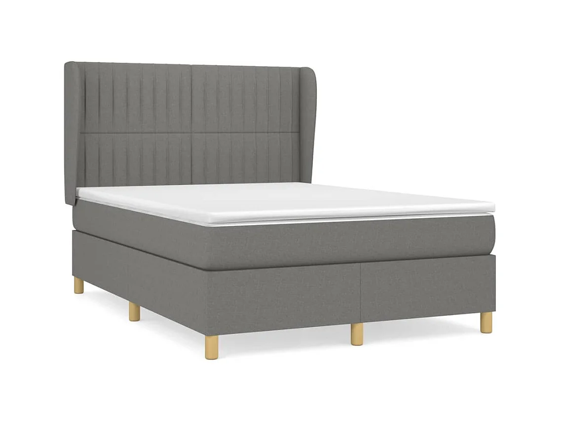 Boxspringbett mit Matratze Dunkelgrau 140x200cm Stoff