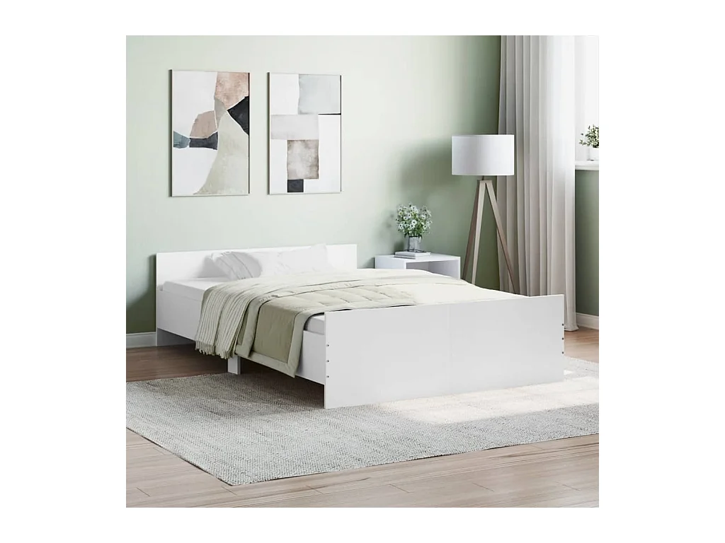 Cadre de lit avec tête de lit/pied de lit blanc 120x200 cm