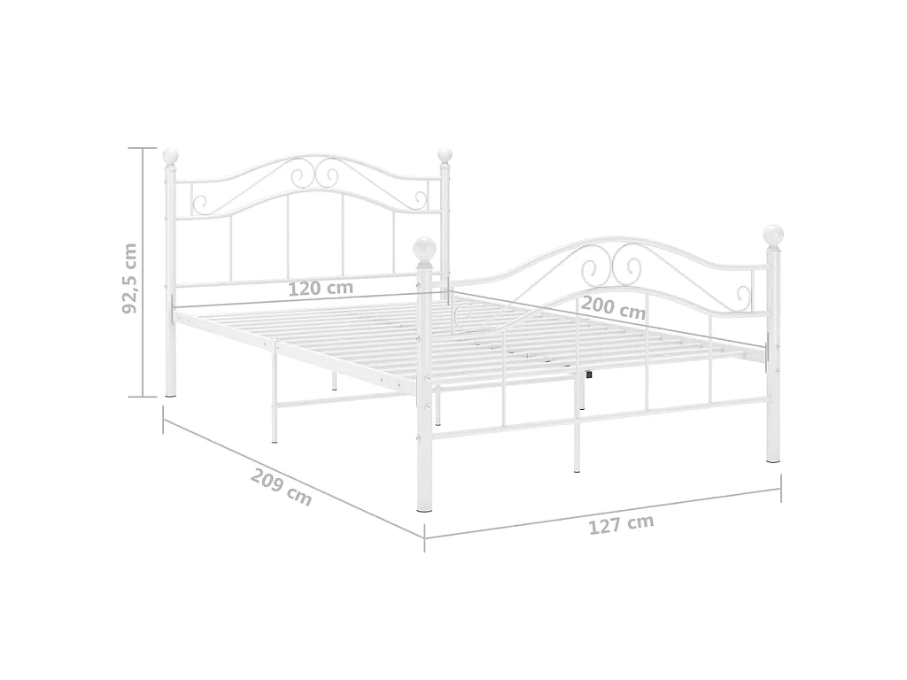 Cadre de lit Blanc Métal 120x200 cm