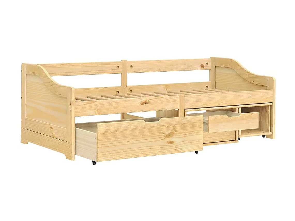 Lit de jour avec 3 tiroirs IRUN 90x200 cm bois de pin massif
