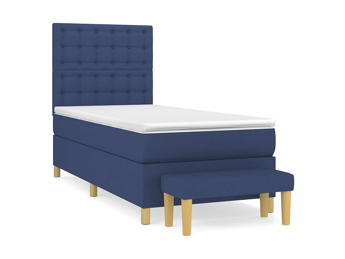 Lit à sommier tapissier avec matelas Bleu 100x200 cm Tissu