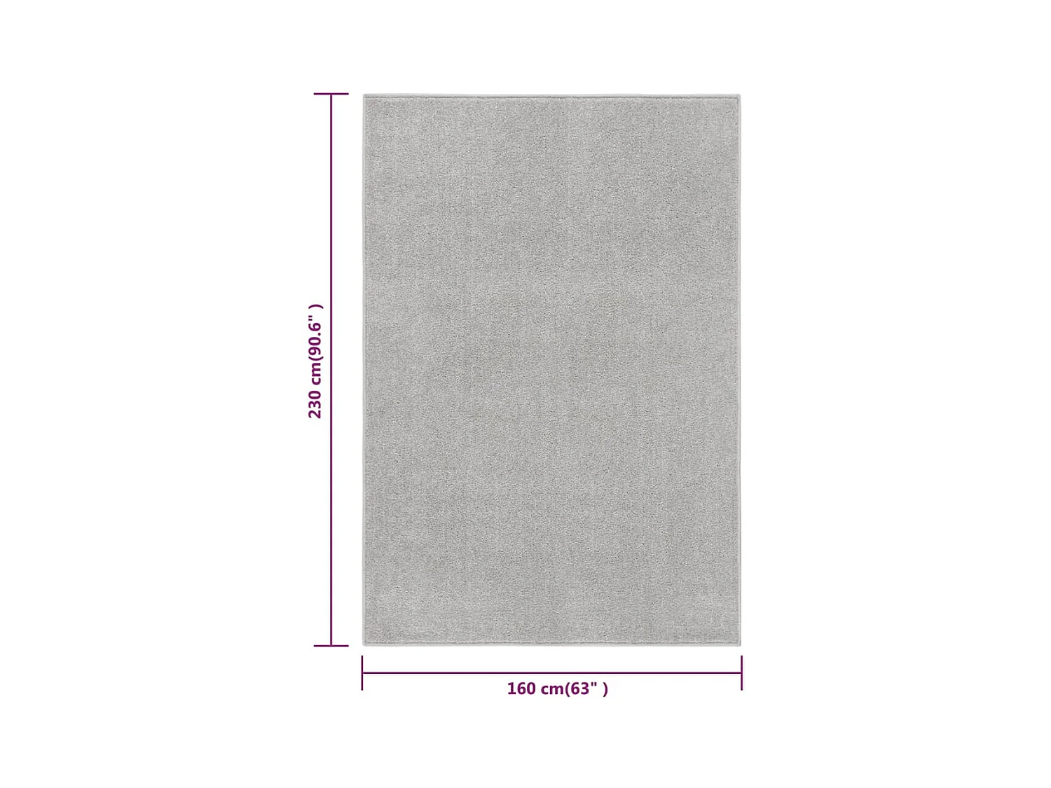 Laagpolig vloerkleed 160x230 cm Lichtgrijs