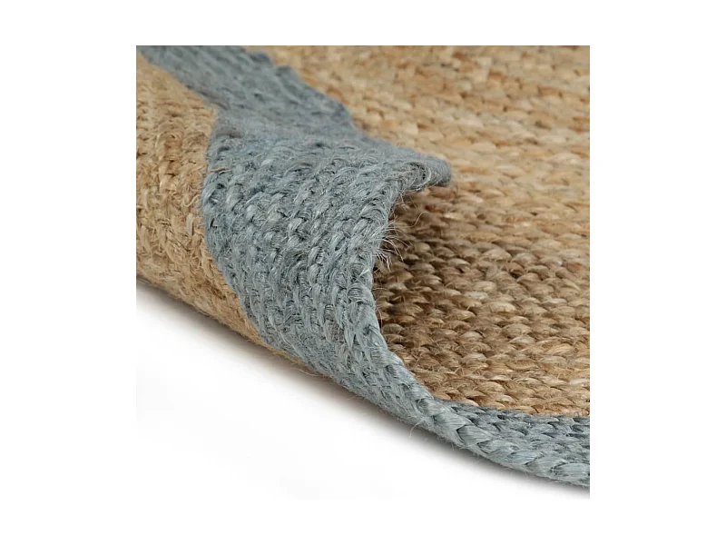 Tapis fait à la main Jute avec bord vert olive 210 cm