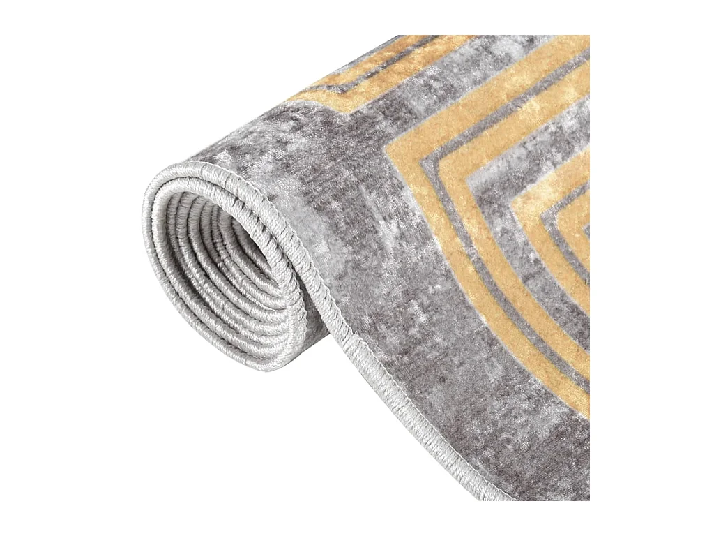 Wasbaar grijs en goud vloerkleed 150x230 cm antislip