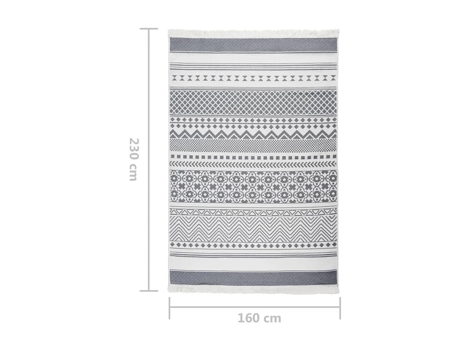 Grijs en wit vloerkleed 160x230 cm Katoen