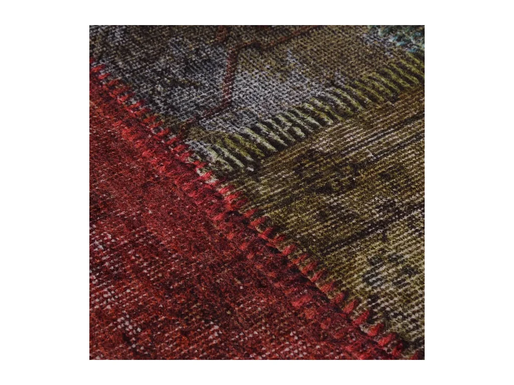 Wasbaar antislip vloerkleed met patchwork φ120 cm Veelkleurig