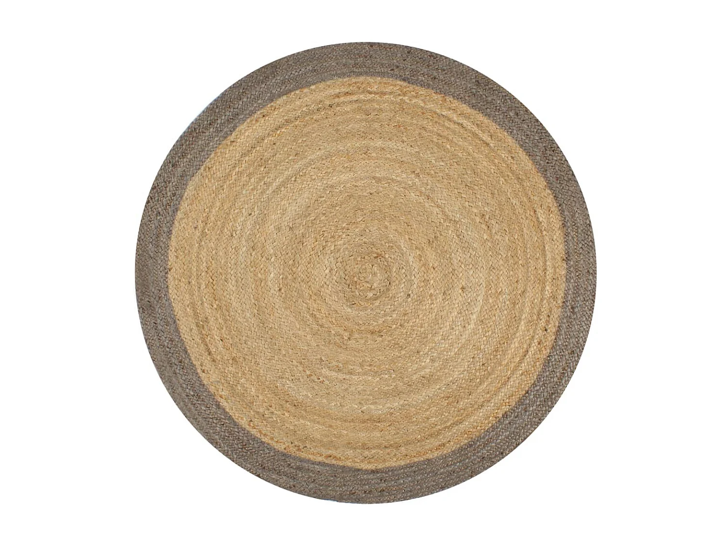 Tapete artesanal de juta com borda cinza 150 cm