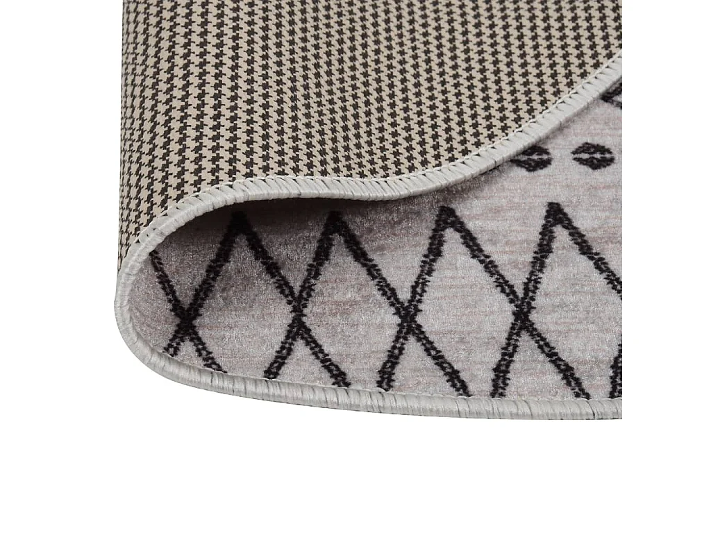 Tapis lavable antidérapant φ120 cm Noir et blanc