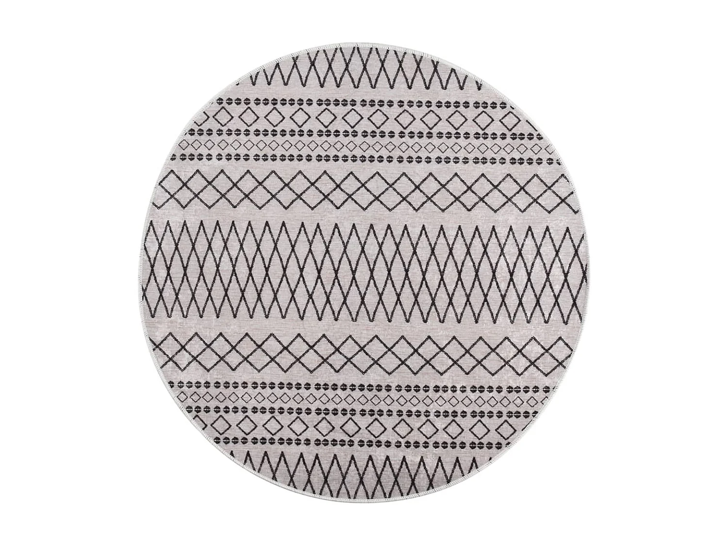 Tapis lavable antidérapant φ120 cm Noir et blanc