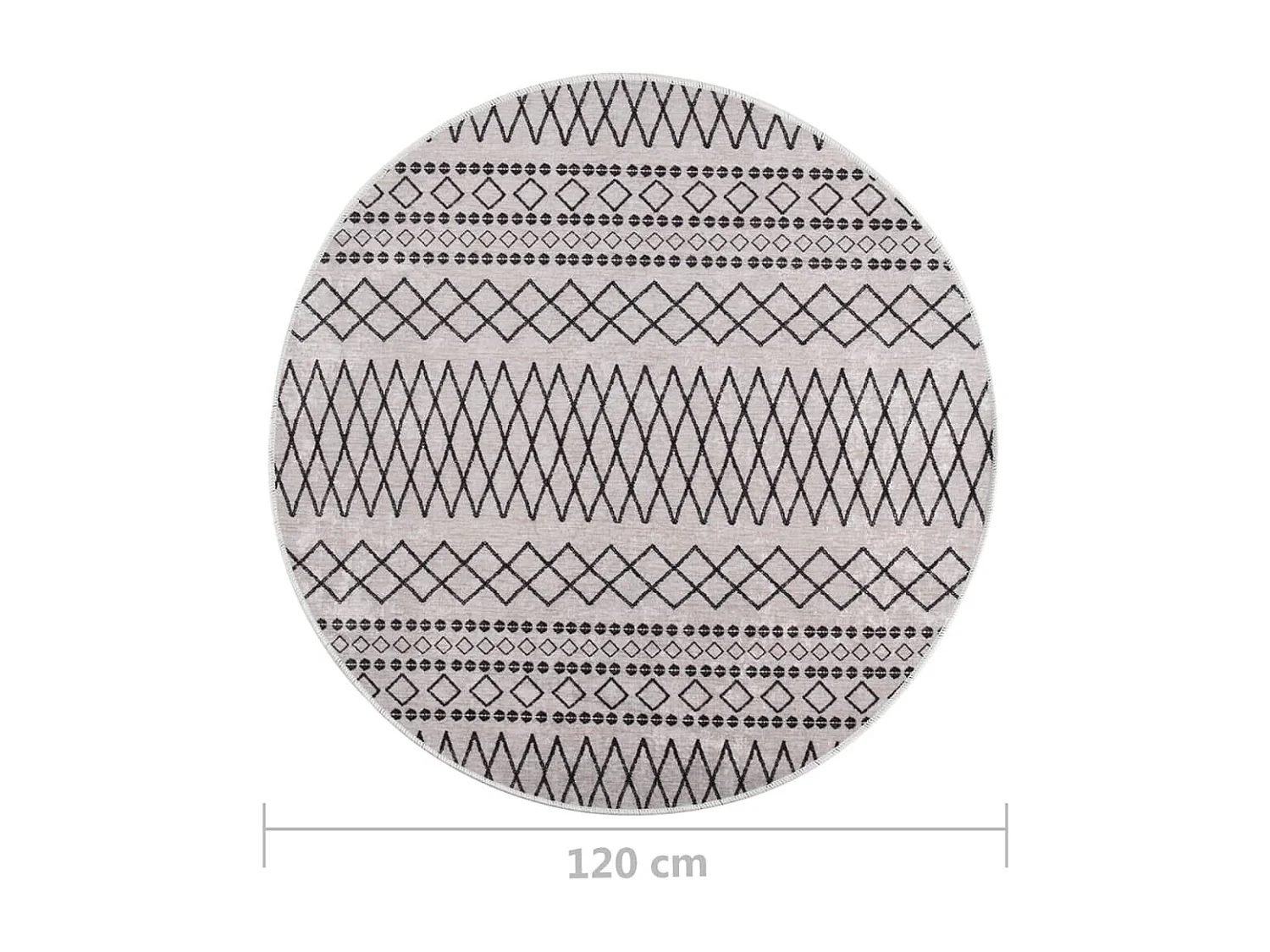 Tapis lavable antidérapant φ120 cm Noir et blanc