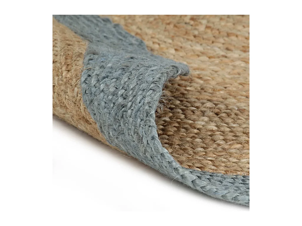 Handgefertigter Teppich aus Jute mit olivgrünem Rand, 120 cm