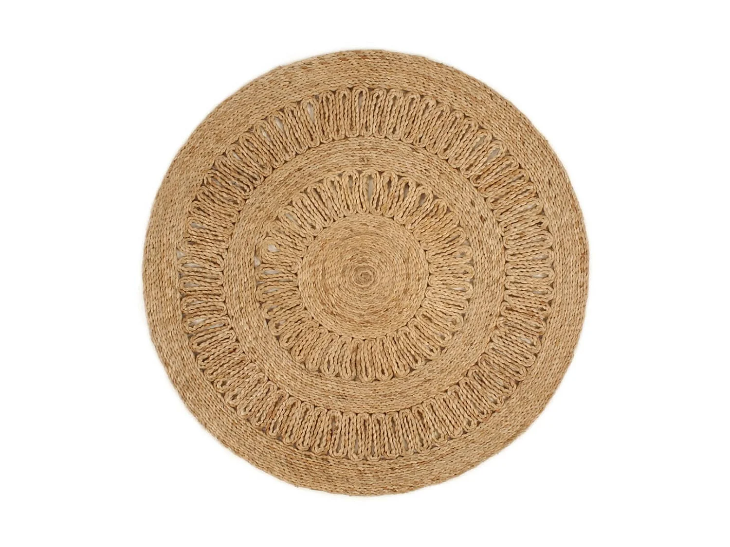 Handgeweven jute vloerkleed 90 cm rond