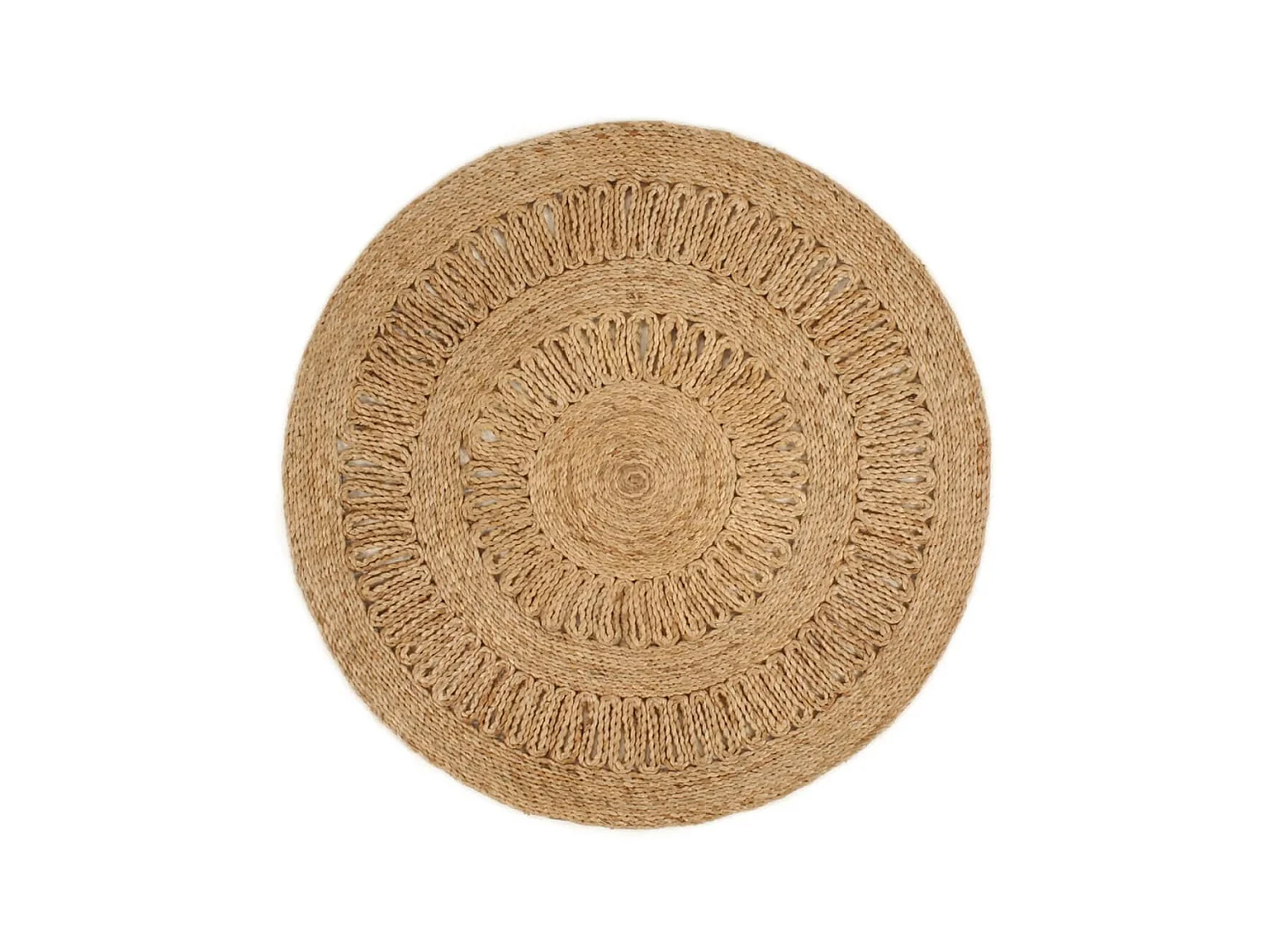 Handgeweven jute vloerkleed 90 cm rond