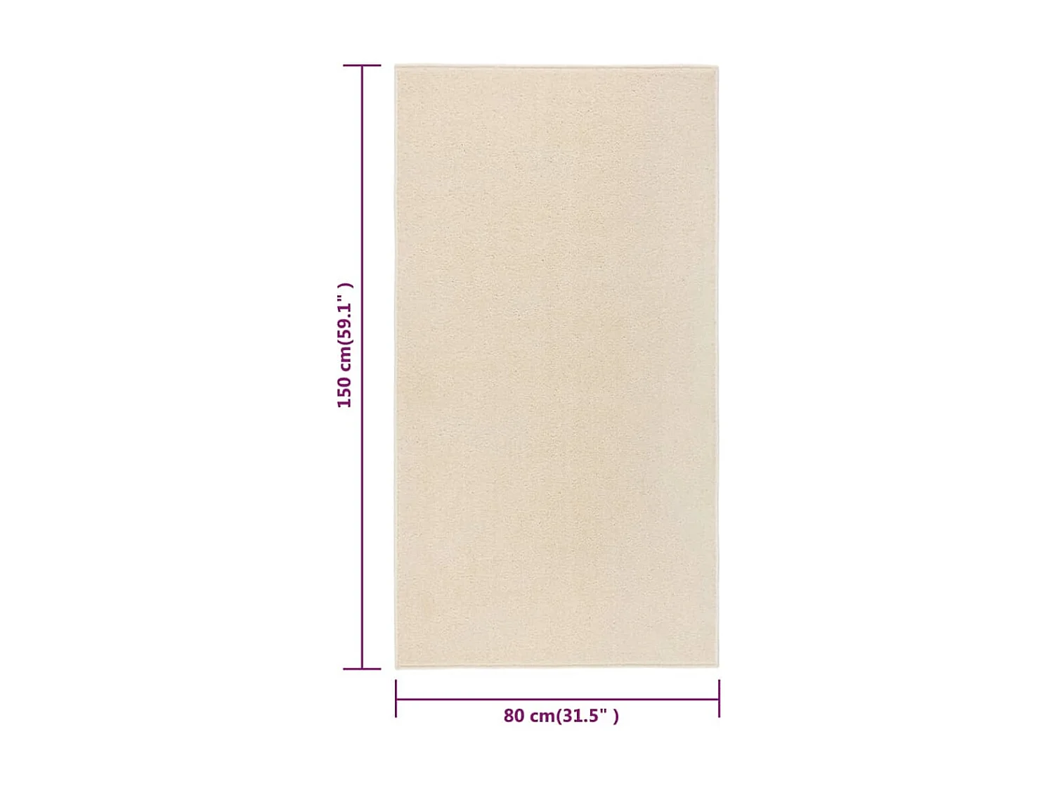 Tapis à poils courts 80x150 cm Crème