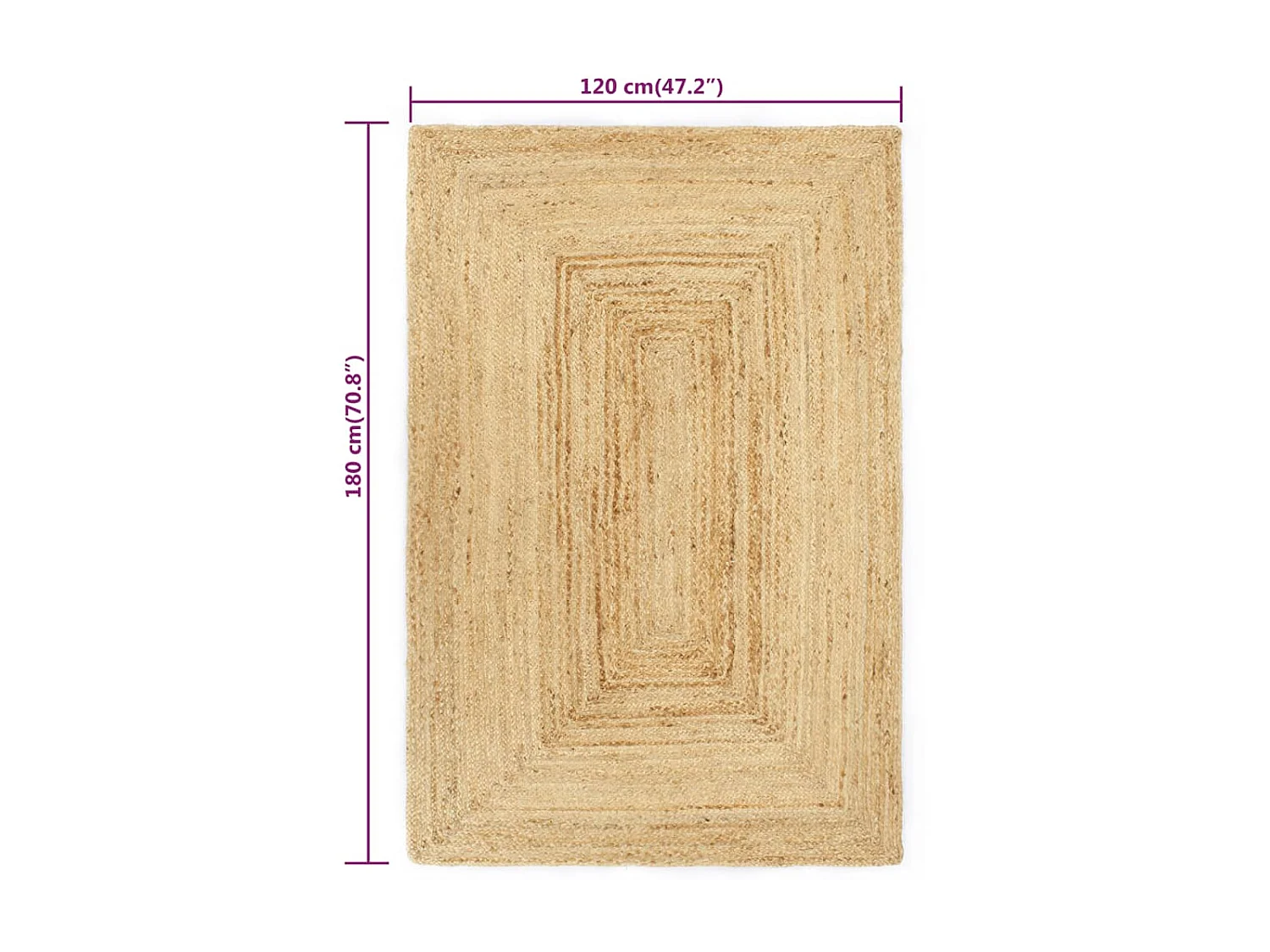 Tapis fait à la main Jute Naturel 120x180 cm