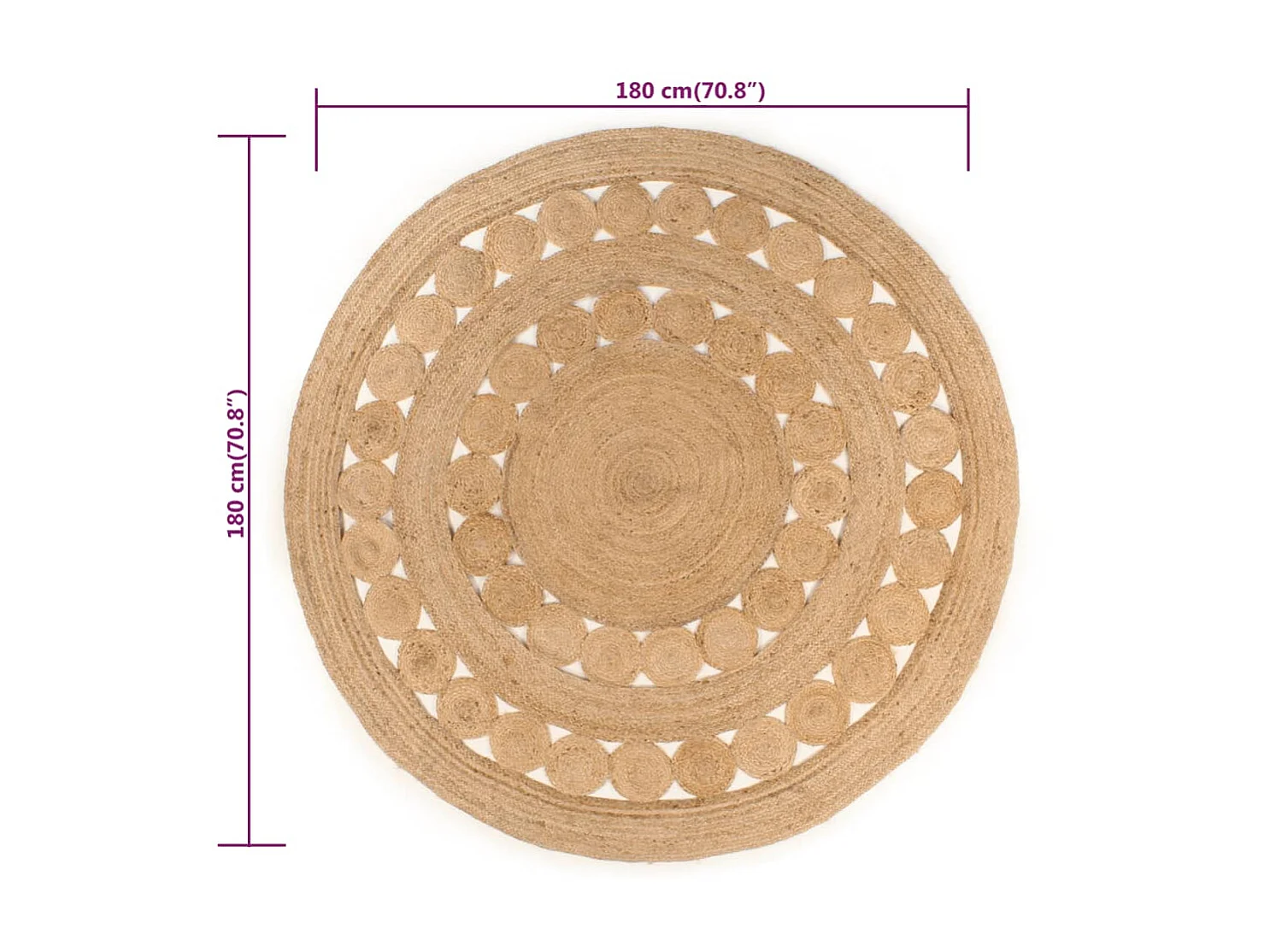 Tapis Design tressé Jute 180 cm Rond