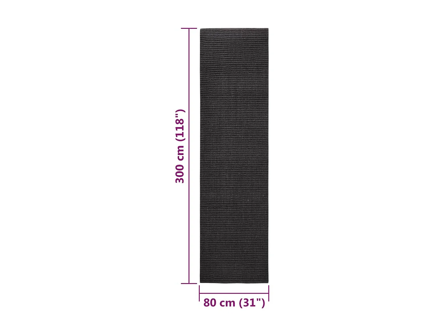 Tapis Sisal naturel 80x300 cm Noir