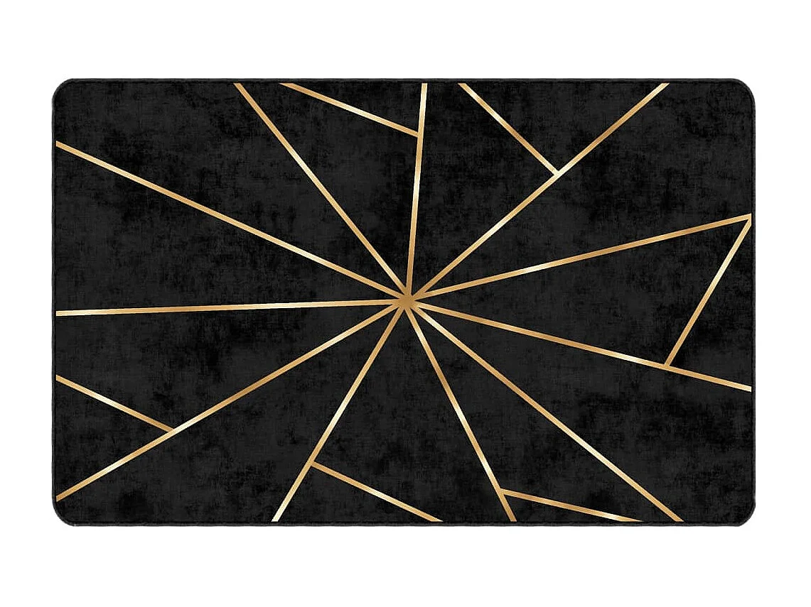 Tapete lavável preto e dourado 190x300 cm antiderrapante