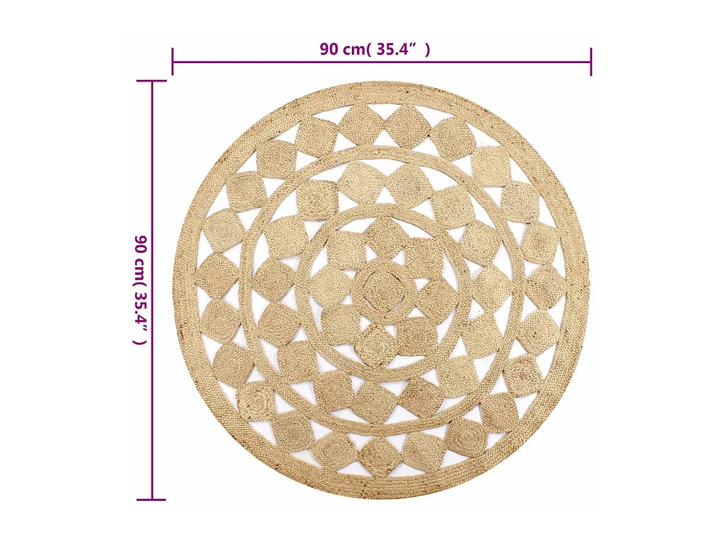 Tapis fait à la main Jute tressée 90 cm