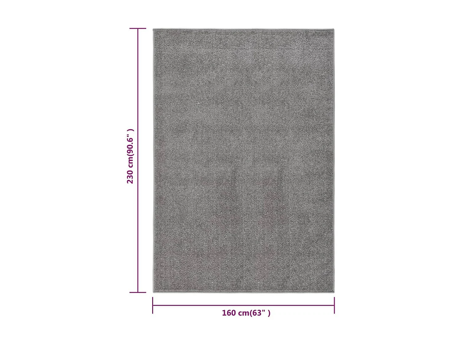 Tapis à poils courts 160x230 cm Gris