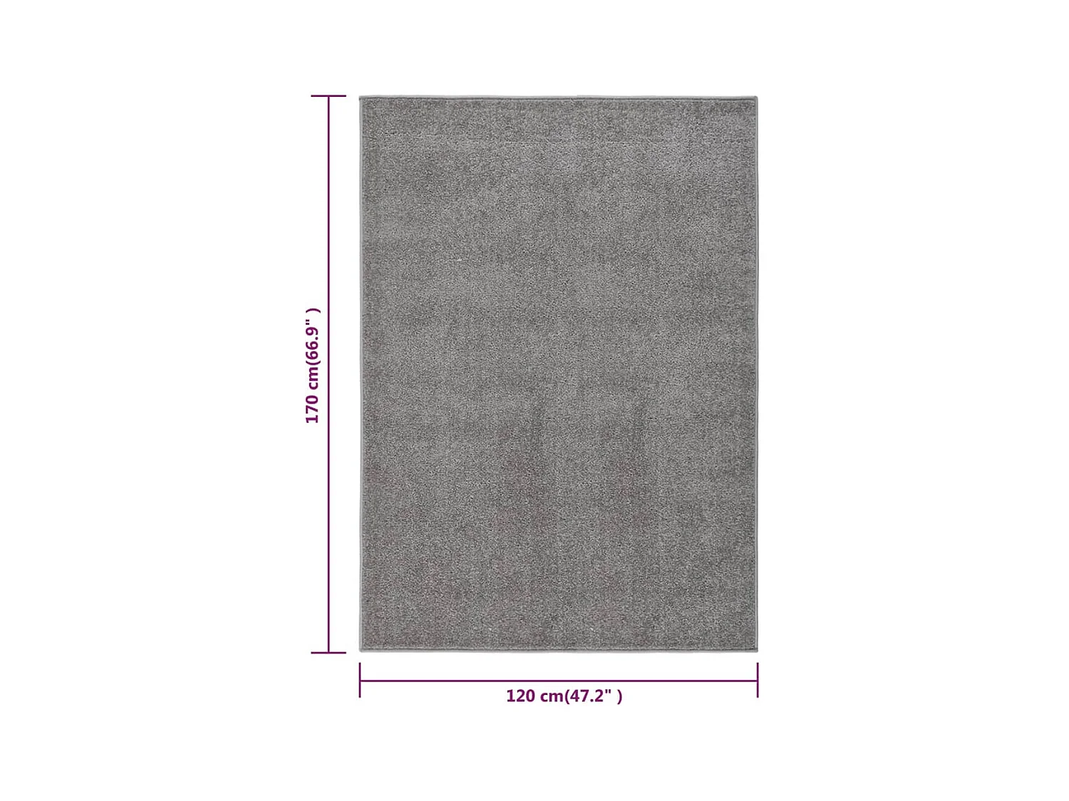 Kurzflorteppich 120x170 cm Grau