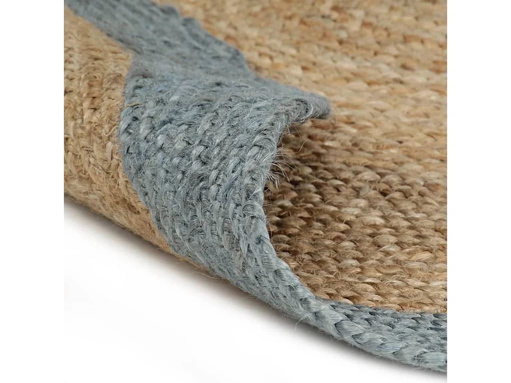 Tapis fait à la main Jute avec bord vert olive 150 cm