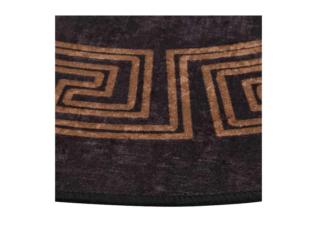 Tapis lavable antidérapant φ120 cm Noir et doré