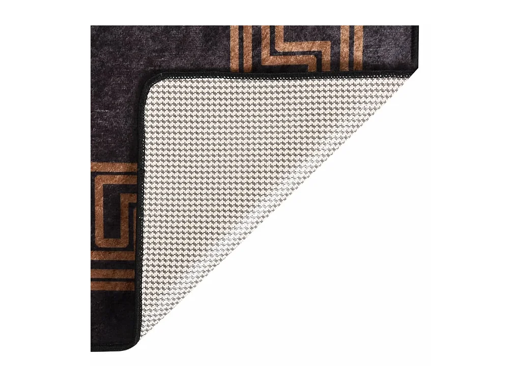 Tapis lavable antidérapant 80x300 cm Noir et doré