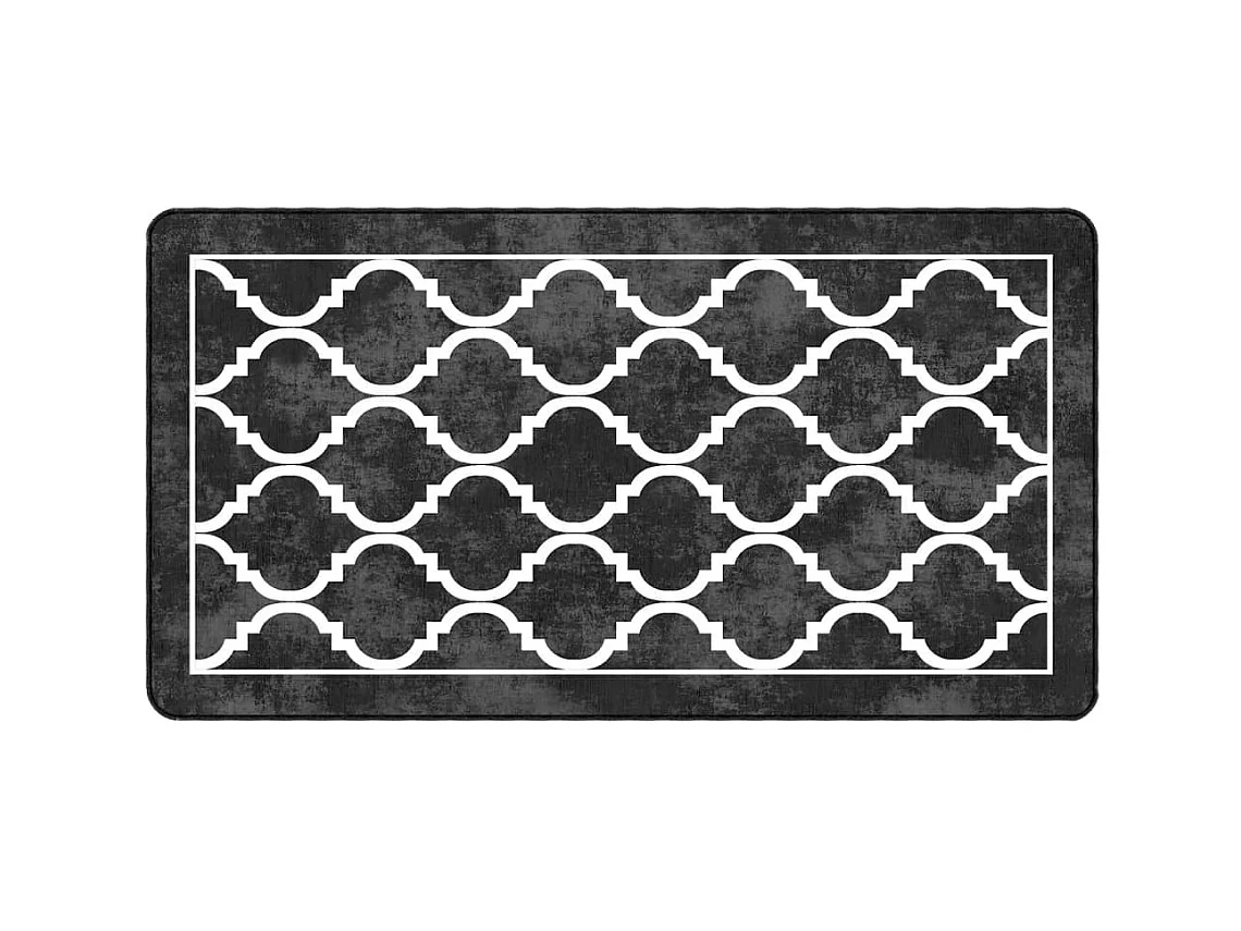 Tapis lavable noir et blanc 80x150 cm antidérapant