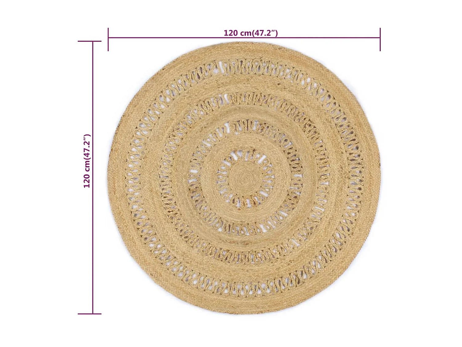 Alfombra hecha a mano Yute trenzado 120 cm