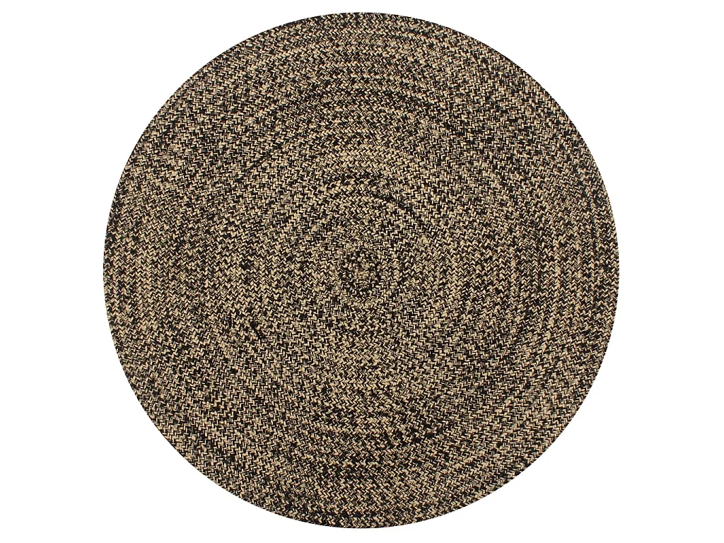 Tapis fait à la main Jute Noir et naturel 90 cm