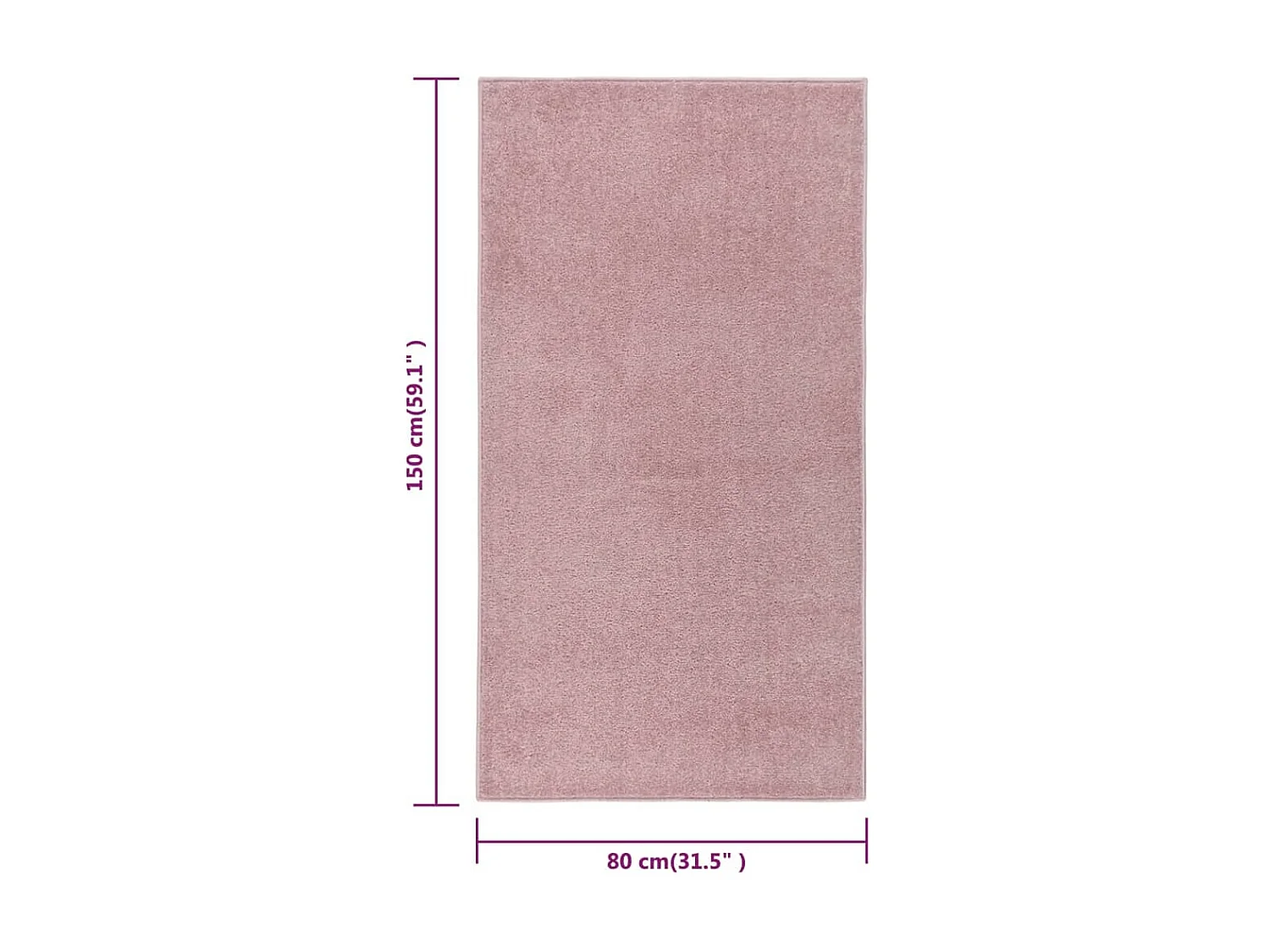 Laagpolig vloerkleed 80x150 cm Roze