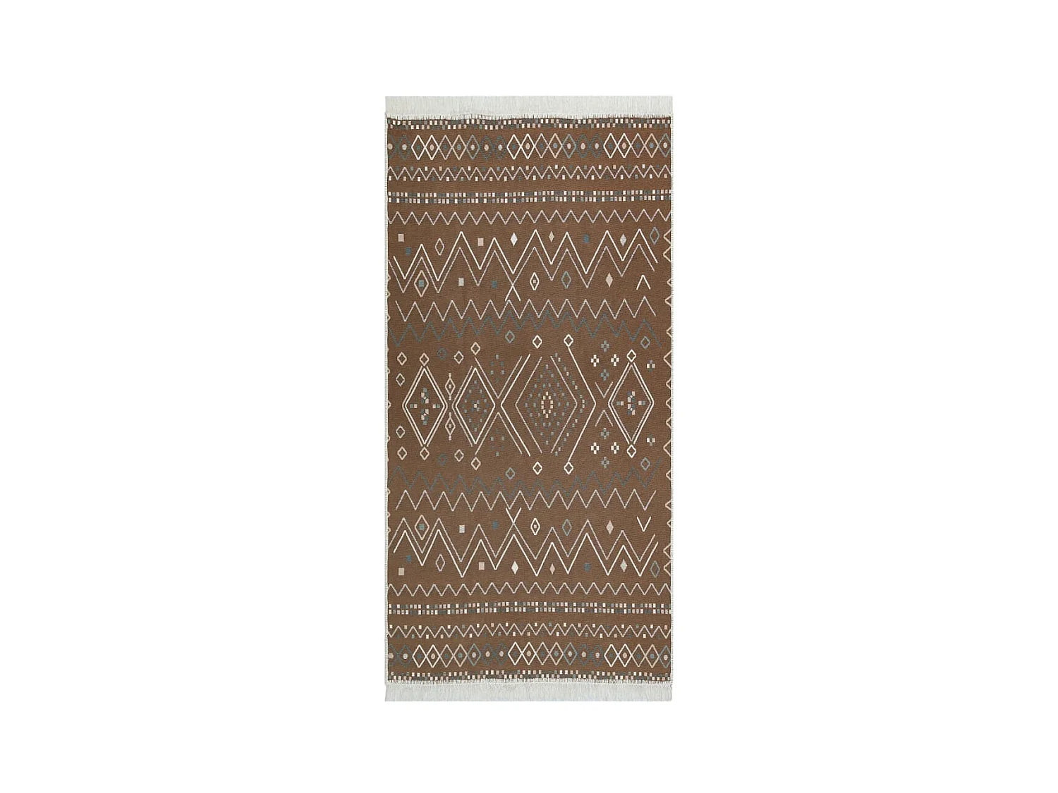 Beige en blauw vloerkleed 120x180 cm Katoen